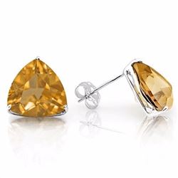 EARRINGS - 1.44 CTW TRILLION FACETED GOLDEN YELLOW CITRINE IN PLATINUM OVER 0.925 STERLING SILVER SE