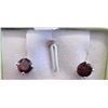 Image 1 : EARRINGS - NEW 2.1CTW ROUND FACETED RICH RED BROWN GARNET IN STERLING SILVER SETTING - RETAIL ESTIMA
