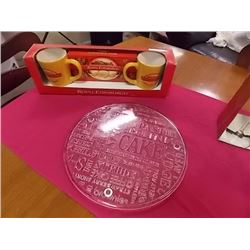 GLASS CAKE PLATE & COFFEE SET