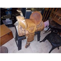 WESTERN SADDLE - HAND TOOLED - LIKE NEW