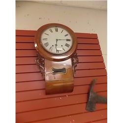ANTIQUE PENDULUM REGULATOR WALL CLOCK - CIRCA 1820 - HAS KEY & PENDULUM