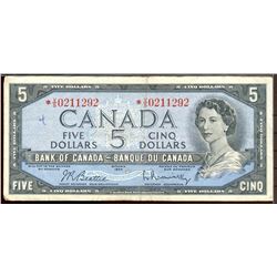 1954 $5 Bc-39bA #*V/S0211292, in average grade.