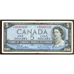 1954 $5 Bc-39bA #*W/S0267526, in average grade.