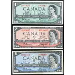 1954 complete banknote set $1 to $100, Beattie/Coyne signature, modified portrait, all VF/EF for gra