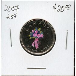 2007 25¢, Bouquet commemorative coin from Wedding RCM set, uncirculated.