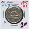Image 1 : 1947 5¢ ML low maple leaf, F for grade.