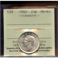 1940 25¢, ICCS MS-63.