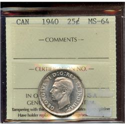 1940 25¢, ICCS MS-64.