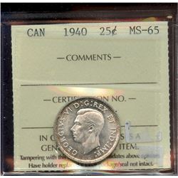 1940 25¢, ICCS MS-65.