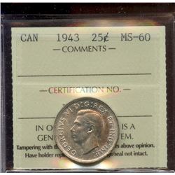 1943 25¢, ICCS MS-60.