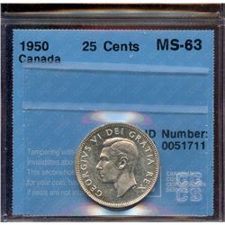 1950 25¢, CCCS MS-63.