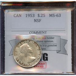 1953 25¢ NSF, CMG MS-63.