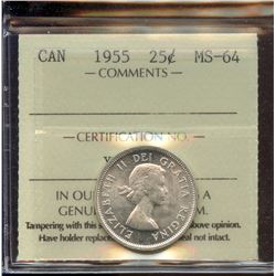 1955 25¢ , ICCS MS-64.