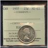 Image 1 : 1957 25¢ , ICCS MS-63.