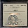Image 1 : 1961 25¢, ICCS MS-63 Cameo.