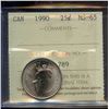 Image 1 : 1990 25¢, ICCS MS-65.