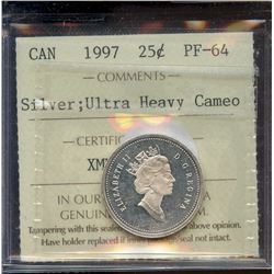 1997 25¢ Silver, ICCS PF-64 Ultra Heavy Cameo.
