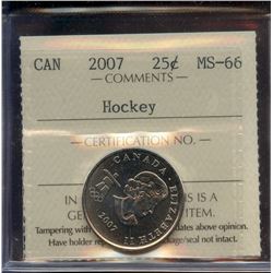 2007 Hockey 25¢, ICCS MS-66.