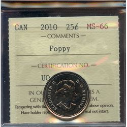 2010 Poppy 25¢, ICCS MS-66.