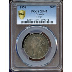 1870 LCW 50¢, PCGS EF-45.