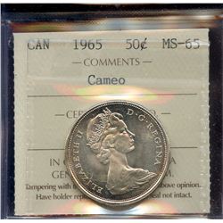 1965 50¢, ICCS MS-65 Cameo.