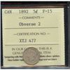Image 1 : 1892 5¢ Obv 2, ICCS F-15.