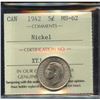 Image 1 : 1942 5¢ Nickel, ICCS MS-62.