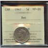 Image 1 : 1947 5¢ Dot, ICCS VF-20.