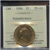 Image 1 : 1994 $1 Remembrance, ICCS MS-64.