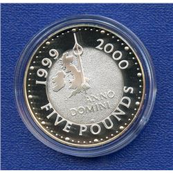 United Kingdom; 1999 5£ millenium commemorative coin, 0,8410oz of silver, KM10669, uncirculated.