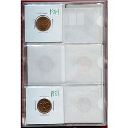 1954 to 2006 1¢, lot of 20 coins all Red to full Red, some PL, MS-63 to MS-65.