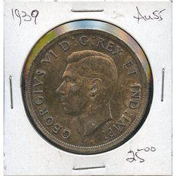 1939 $1 toned, in average grade.