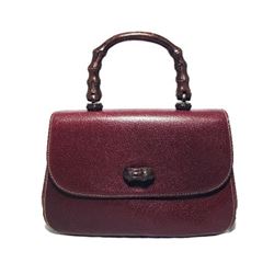 Gucci Burgundy Leather and Bamboo Handbag