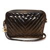 Image 1 : Chanel Vintage Black Patent Leather Chevron Quilted Shoulder Bag
