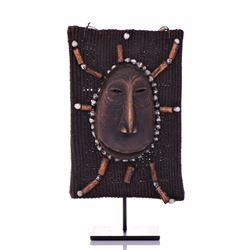 African Hemba Soko Chimpanzee Wood Mask On Fiber P