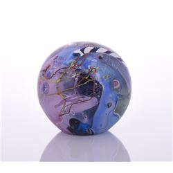 Artist Signed Blown Glass Sphere Paper Weight, 198