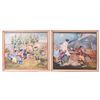 Image 1 : Two Paintings Of Chinese Life. One Shows Child