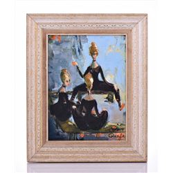 Reefe, "Ballerina Coffee Break" Oil On Canvas. Est