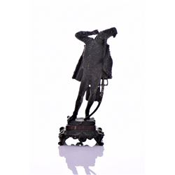 Antique French Musketeer Metal Sculpture, Mounted