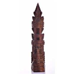Balinese Tower Wood Carved Sculpture. Estimated mo