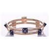 Image 2 : Vintage Pyramid Bangle With Blue Enamel. Estimated