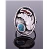 Image 1 : Native American Style Ring With Turquoise And Red