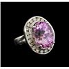Image 1 : 14KT White Gold 16.20 ctw Kunzite and Diamond Ring