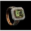 Image 4 : 4.52 ctw Green Sapphire and Diamond Ring - 14KT Rose Gold