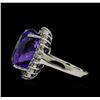 Image 3 : 16.57 ctw Tanzanite and Diamond Ring - 14KT White Gold