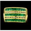 Image 2 : 1.50 ctw Emerald and Diamond Ring - 14KT Yellow Gold