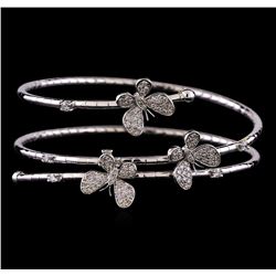 1.18 ctw Diamond Cuff Bracelet - 14KT White Gold