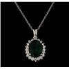 Image 2 : 5.01 ctw Emerald and Diamond Pendant With Chain - 14KT White Gold