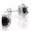 Image 2 : EARRINGS  - 1.5CTW  ROUND FACETED SMOKEY TOPAZ & DIAMONDS IN 925 STERLING SILVER SETTING - RETAIL ES