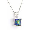 Image 2 : PENDANT - 1.25 CT EMERALD FACETED OCEAN MYSTIC TOPAZ IN 925 STERLING SILVER SETTING - RETAIL ESTIMAT